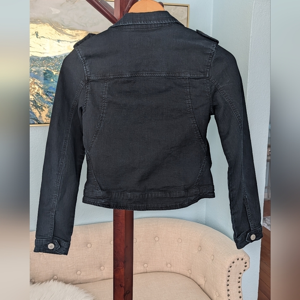Hudson Crop Denim Moto Dark Blue Jacket Woman's - Picture 5 of 13